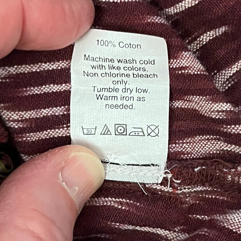 Madewell Maroon Ikat Print Tied Straps Shift Dress, Size Large - Picture 8 of 10